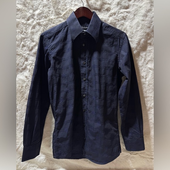 Dolche &Gabbana Slim Fit Navy Blue buttonup long sleeve men’s dress shirt Medium - Picture 1 of 15